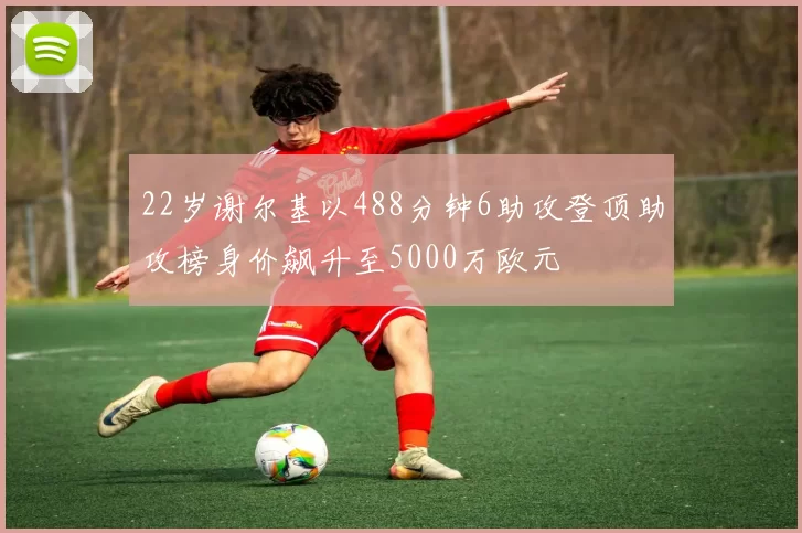 22岁谢尔基以488分钟6助攻登顶助攻榜身价飙升至5000万欧元